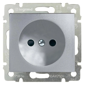 Розетка без заземления - алюминий, Legrand Valena
