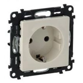 Розетка с заземлением, автоматическими клеммами - слоновая кость, Legrand Valena Life