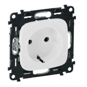 Розетка с заземлением, шторками, винтовыми клеммами - белый, Legrand Valena Allure