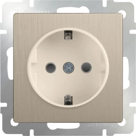 Розетка влагозащищенная с заземлением, шторками, IP44 - шампань рифленый, Werkel, WL10-SKGS-01-IP44