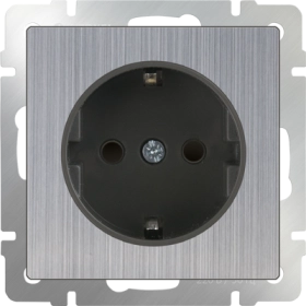 Розетка влагозащищенная с заземлением, шторками, WL02-SKGS-01-IP44 - глянцевый никель, Werkel