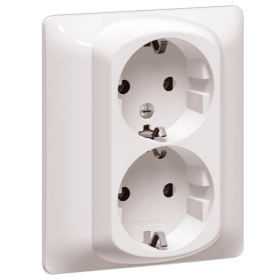 Розетка двойная с заземлением, шторками - перламутр, Legrand Galea Life