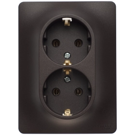 Розетка двойная с заземлением - шоколад, Schneider Glossa