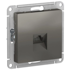 Розетка двойная ТВ + компьютерная RJ45, кат. 5Е - сталь, Schneider Atlas Design