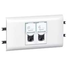 Розетка интернет 2хRJ45 CAT5, с рамкой и суппортом - белый, Legrand Mosaic