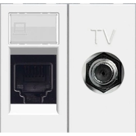 Розетка телефонная + интернет 5E - альпийский белый, ABB Zenit (2017.2 + 2018.5 + N2218.2 BL)