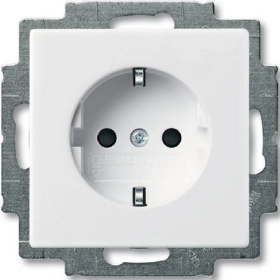 Розетка с заземлением - альпийский белый, ABB Basic 55 (2011-0-6155)