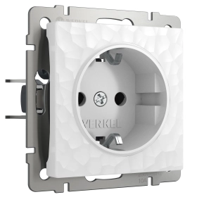 Розетка с заземлением, W1271001 - hammer белый, Werkel
