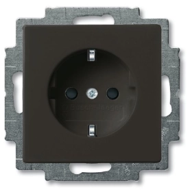 Розетка с заземлением, безвинтовой зажим, черный, ABB Basic 55 (2011-0-6142)