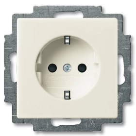 Розетка с заземлением, винтовыми клеммами - белый, ABB Basic 55