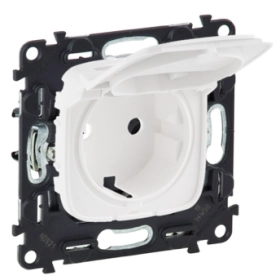 Розетка с заземлением, крышкой, автоматическими клеммами - белый, Legrand Valena Allure