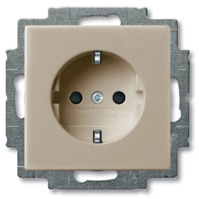 Розетка с заземлением, шампань, ABB Basic 55