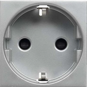 Розетка с заземлением, шторками, винтовыми зажимами - серебро, ABB Zenit (N2288 PL)