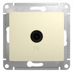 Розетка ТВ проходная - бежевый, Schneider Glossa