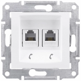 Розетка телефонная х2 RJ11 - белый, Schneider Sedna