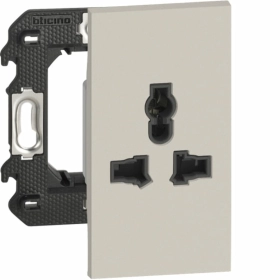 Розетка электрическая мультистандарт 2 модуля — песочный, Bticino Living Now