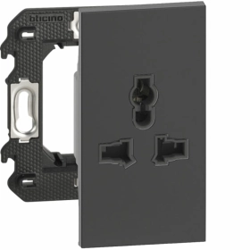 Розетка электрическая мультистандарт 2 модуля — черный, Bticino Living Now