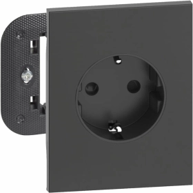 Розетка электрическая 2К+З 16А автоматические клеммы 3 модуля — черный, Bticino Living Now