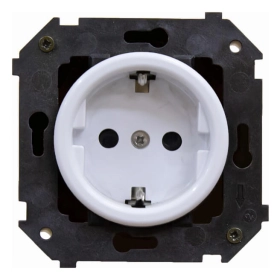 Розетка, механизм, скрытый монтаж — белый, Шедель, Bironi