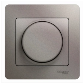 Светорегулятор поворотный, 300Вт, в сборе - платина, Schneider Glossa