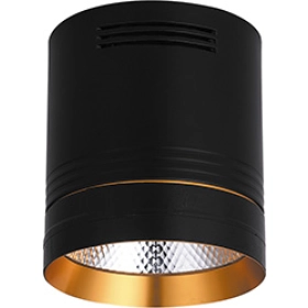 Спот бочонок 20W, 1800Lm, 4000K, 35 градусов, AL521 - черный с золотым кольцом, Feron