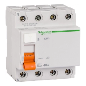 УЗО 4P 40A 100mA АС Schneider Домовой ВД63