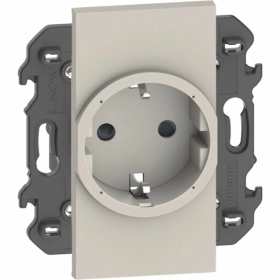 Умная розетка со шторками, защитой от перегрузки, 2К+З 16A 2 модуля — песочный, Bticino Living Now NETATMO