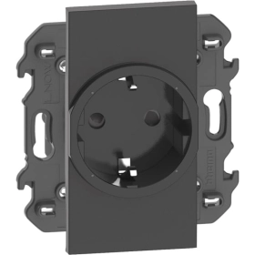Умная розетка со шторками, защитой от перегрузки, 2К+З 16A 2 модуля — черный, Bticino Living Now NETATMO