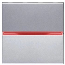 Переключатель промежуточный, 1 кл, с красной подсветкой - серебро, ABB Zenit (N2210 PL + N2192 RJ)