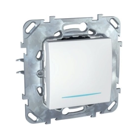 Переключатель проходной, 1 кл, с подсветкой - белый, Schneider Unica