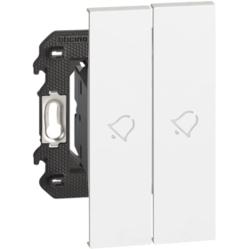 Переключатель проходной 2 кл кнопочный с символом звонок 2 модуля — белый, Bticino Living Now