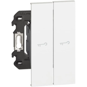 Переключатель проходной 2 кл кнопочный с символом ключ 2 модуля — белый, Bticino Living Now