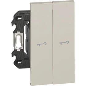 Переключатель проходной 2 кл кнопочный с символом ключ 2 модуля — песочный, Bticino Living Now
