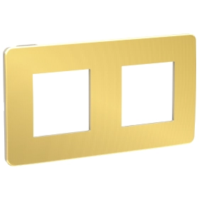 Рамка 2 поста - золото/бежевый, Schneider Unica Studio