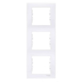 Рамка 3 поста вертикальная - белый, Schneider Sedna