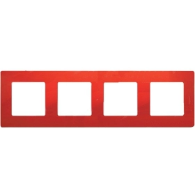 Рамка 4 поста - красная, Legrand Etika