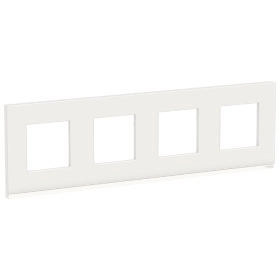 Рамка 4 поста, горизонтальная - белое стекло/белый, Schneider Unica Pure