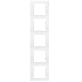 Рамка 5 постов вертикальная - белый, Schneider Sedna