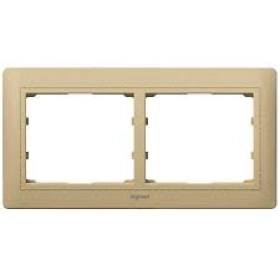 Legrand Galea Life Рамка кожаная на 2 поста горизонтальная HAVANA - светлая кожа