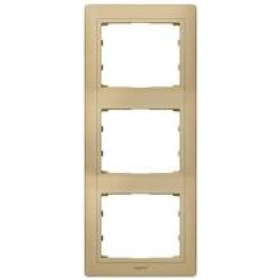 Legrand Galea Life Рамка кожаная на 3 поста вертикальная HAVANA - светлая кожа