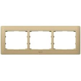 Legrand Galea Life Рамка кожаная на 3 поста горизонтальная HAVANA - светлая кожа