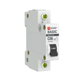 Автоматический выключатель 1P C6 4,5кА EKF Basic ВА 47-29