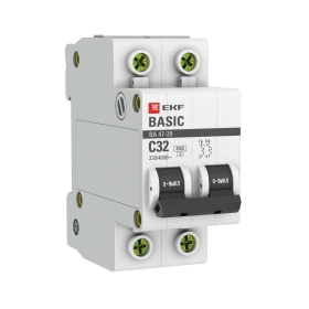 Автоматический выключатель 2P C32 4,5кА EKF Basic ВА 47-29