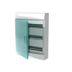 Бокс настенный 54 мод, белый, зеленая прозрачная дверь, с клеммами ABB Mistral IP41