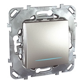 Переключатель промежуточный, 1 кл, с подсветкой - алюминий, Schneider Unica Top