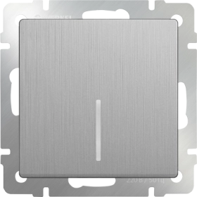 Выключатель 1 кл с подсветкой LED - cеребряный рифленый, Werkel, WL09-SW-1G-LED