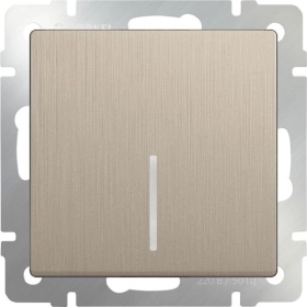 Выключатель 1 кл с подсветкой LED - шампань рифленый, Werkel, WL10-SW-1G-LED