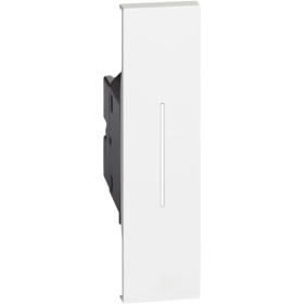 Переключатель проходной 1 кл кнопочный с подсветкой синего цвета 1 модуль — белый, Bticino Living Now