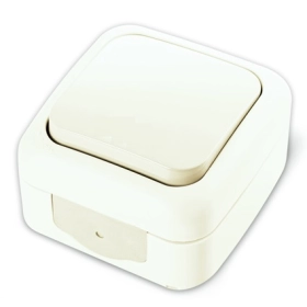 Выключатель 1 кл, влагозащищенный, IP54, настенного монтажа - белый, VI-KO Palmiye