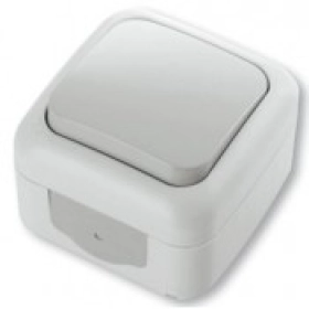 Выключатель 1 кл, влагозащищенный, IP54, настенного монтажа - серый, VI-KO Palmiye